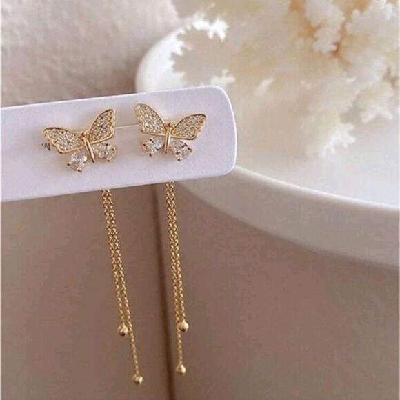 Butterfly Threader Earrings - Picture 5 of 7